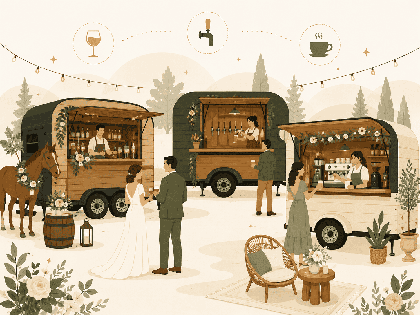 Wedding Mobile Bar Ideas: Horse Trailer vs Tap Trailer vs Coffee Bar