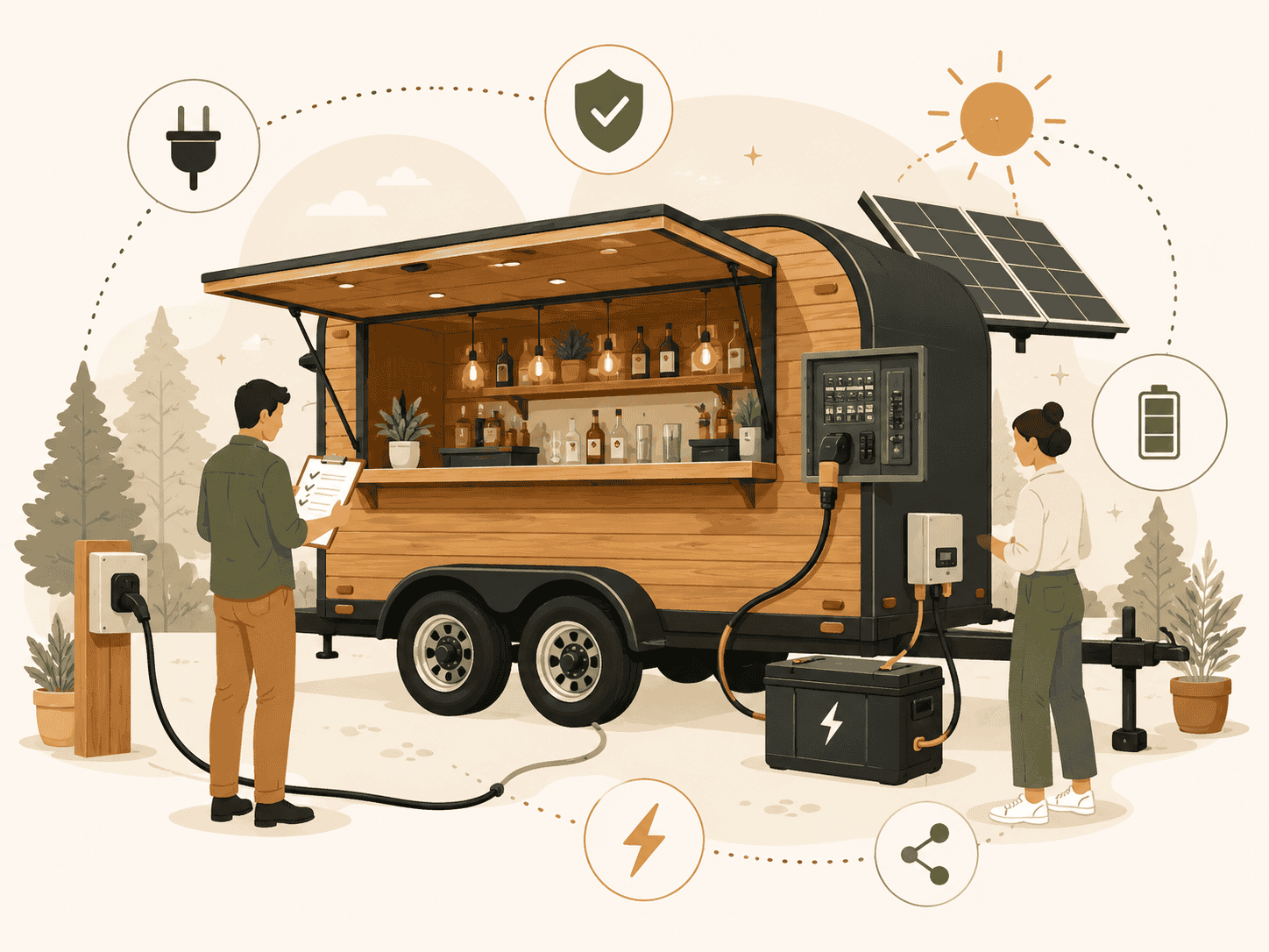Mobile Bar Trailer Electrical: Power Requirements and Solar Options